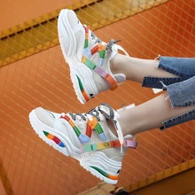 Красивая спортивная обувь; женская разноцветная ABO обувь для бега; женские спортивные кроссовки на высоком каблуке; удобные кроссовки на двойной шнуровке