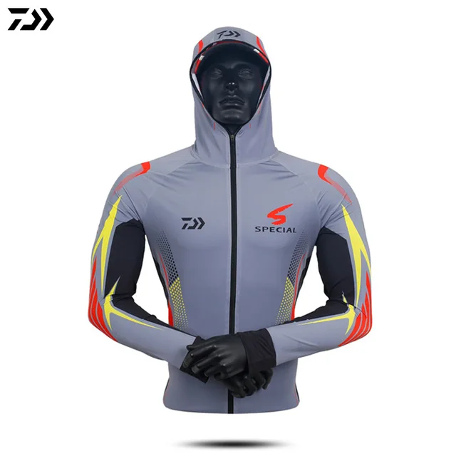 Gray Рубашка Daiwa, одежда для рыбалки, для улицы, с длинным рукавом, быстросохнущая, УФ, дышащая, профессиональная одежда для рыбалки, спортивные рубашки для рыбалки - Цвет: Gray