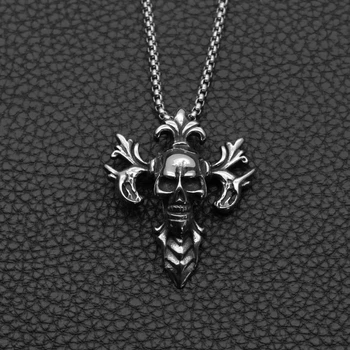 

Punk Style Skeleton Skull Pendant Neckalce for Women Steampunk Stainless Steel Necklaces Hip Hop Jewelry 2020 Graduation Gifts