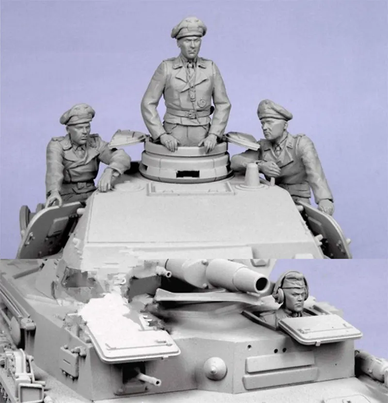 

1/35 Scale WWII Tank Commander Crew 4 People Excluding Tank Miniatures Unpainted DIY Assembling Static Figure Resin Model Kits