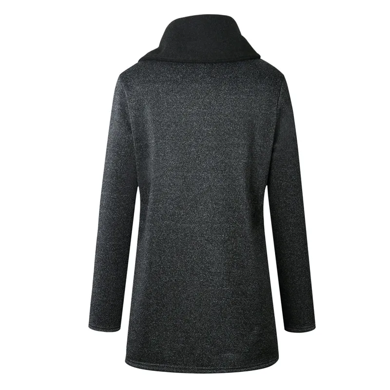 Зимнее пальто женское шерстяное теплое пальто плюс бархатный свитер боковая молния пальто плюс размер длинное пальто Корейская серая куртка толстое тонкое пальто