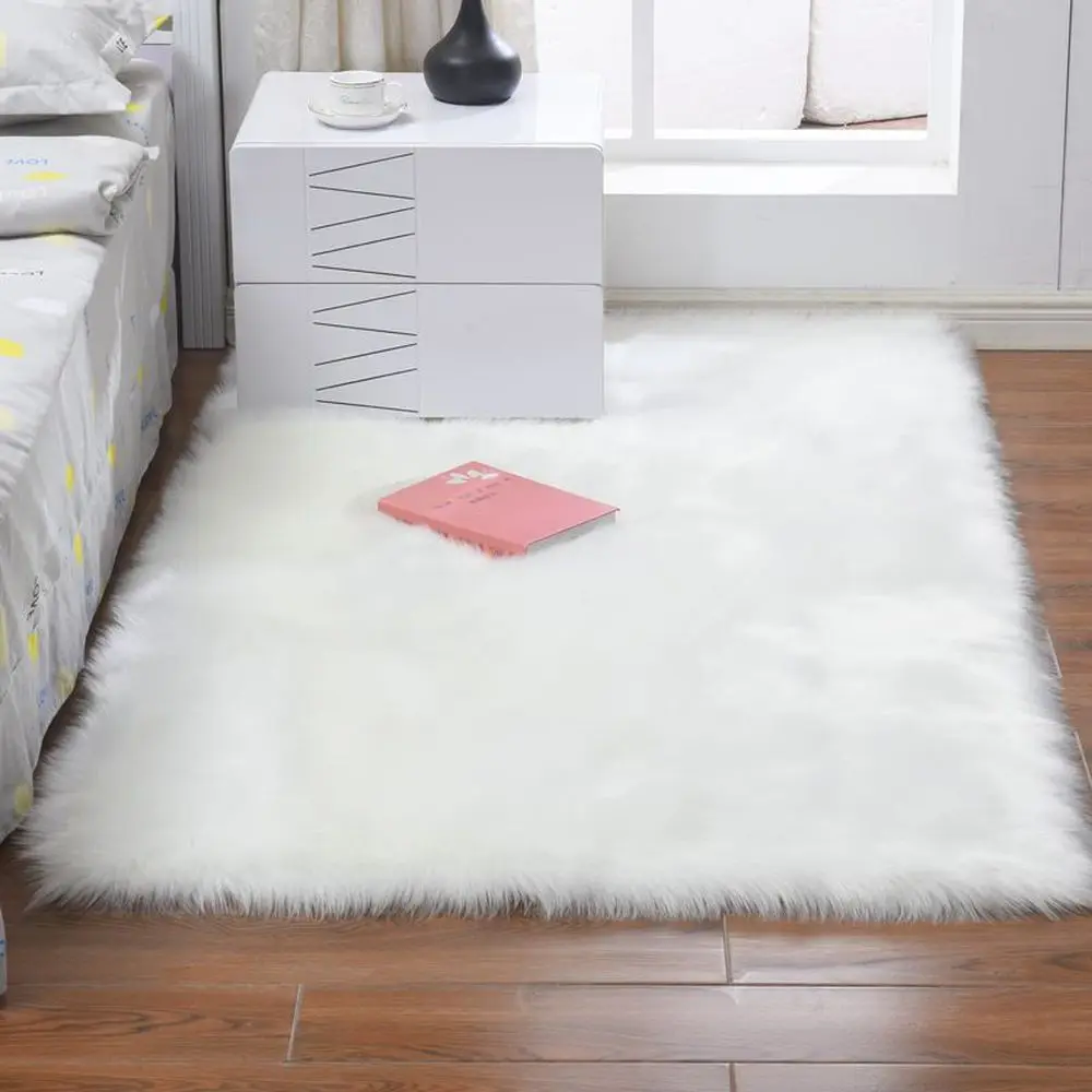 Faux Fur Rug Fluffy Mat Pad Sofa Bed Hairy Shaggy Floor Decor 30cm Round Ca V4B7 