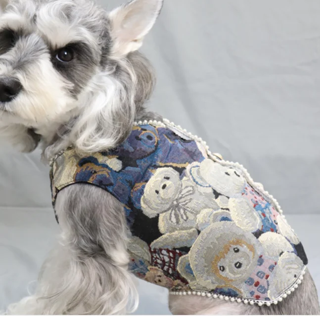 

Retro Luxury Style Dog outfits vest Dog Apparel Yorkshire Marcester teddy Autumn Winter Puppy clothes