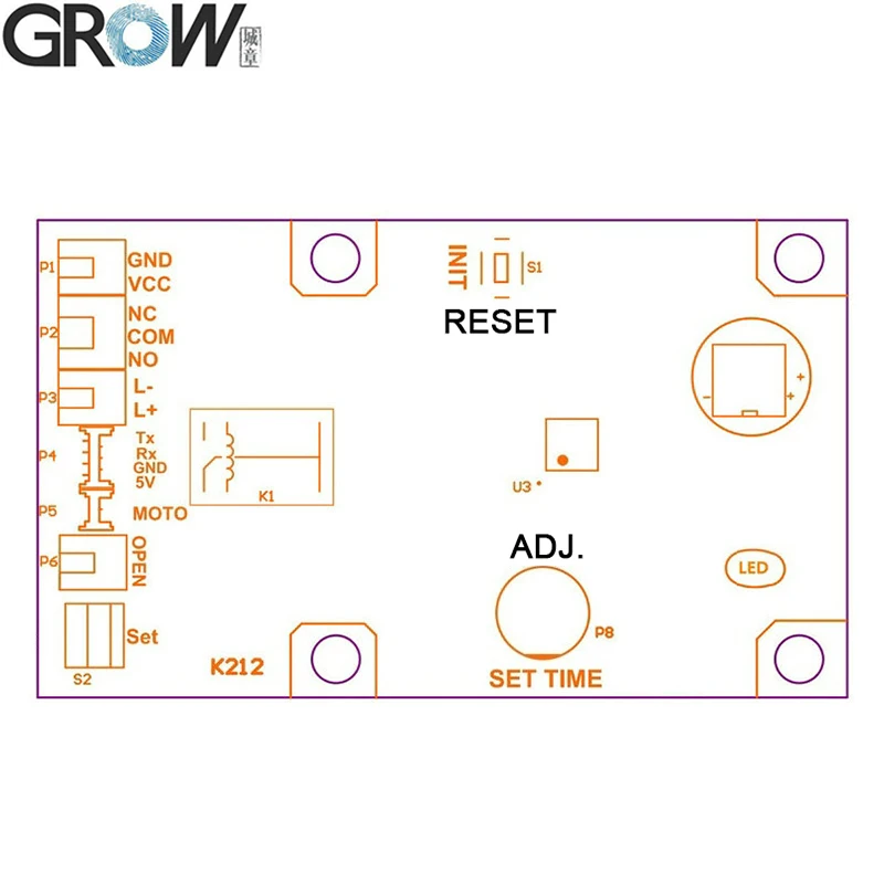 GROW K212 + R305 выключатель питания плата управления отпечатком пальца дверная