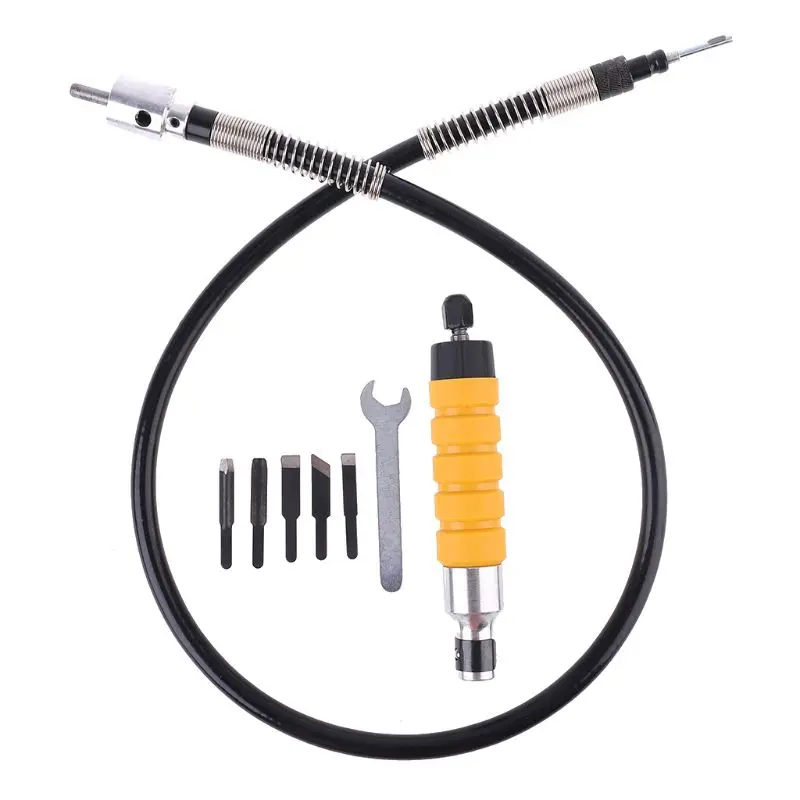 Electric Furniture Carpentry Root Carving Knife Woodworking Woodcut Hand Chisel with Flexible Shaft Set Tool