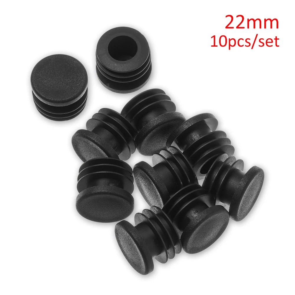 Set of 10 Black Non-Slip Round Chair Leg Caps - Protective Furniture Feet Covers