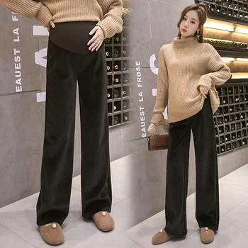 

Winter Thick Warm Plus Velvet Maternity Pants Adjustable Belly Pants Clothes for Pregnant Women Pregnancy Full Long Trousers