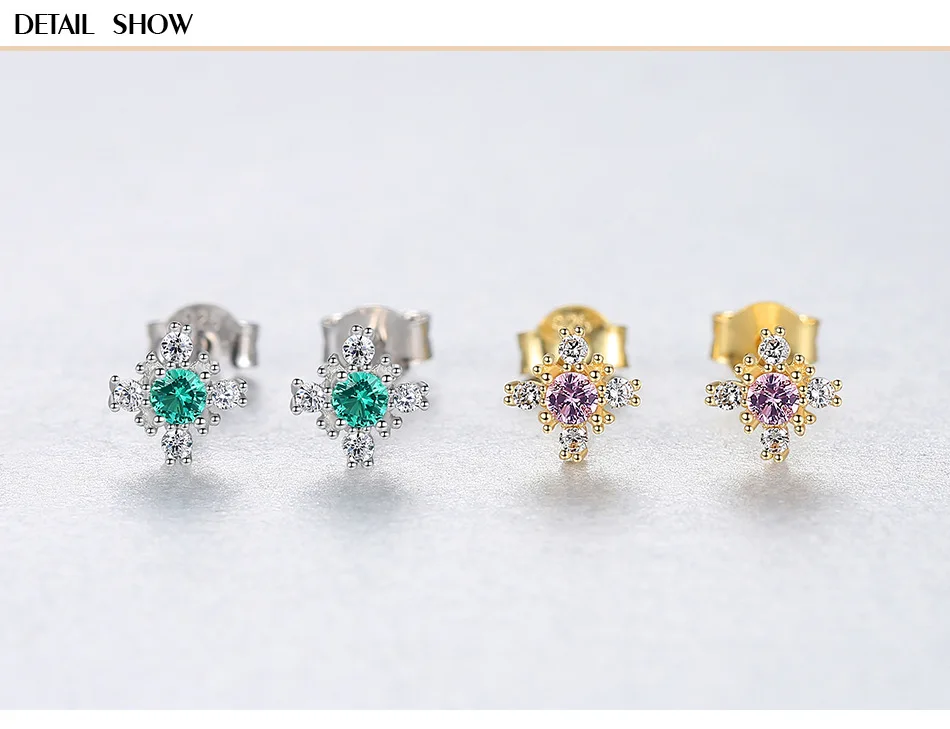 

S925 sterling silver color zircon sleek minimalist earrings BCF02