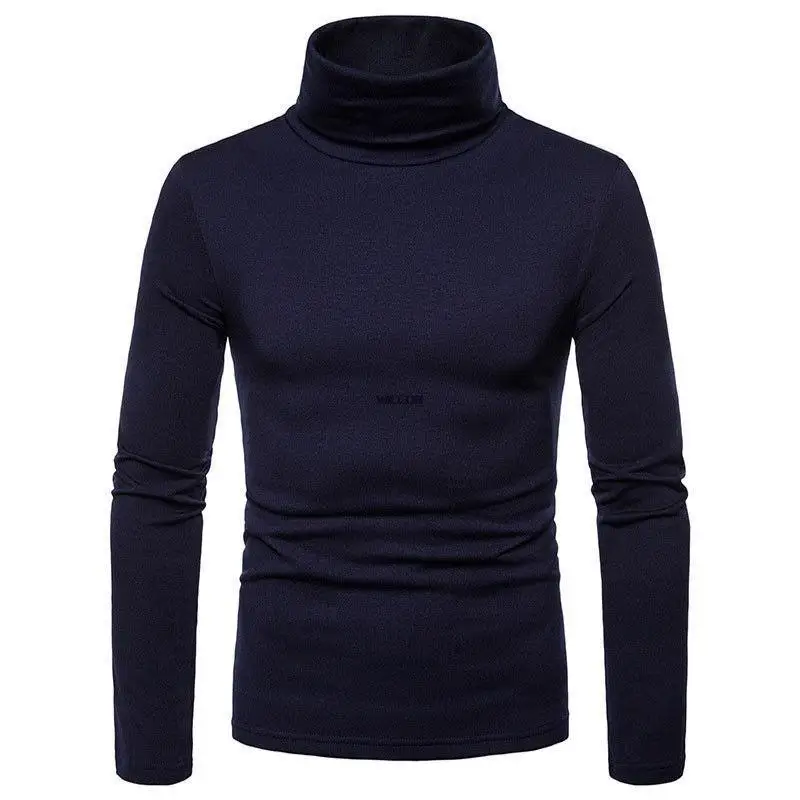 Fashion Men's Casual Slim Fit Basic Turtleneck Knitted Sweater High Collar Pullover Male Double Collar Autumn  Winter Tops mens roll neck jumper