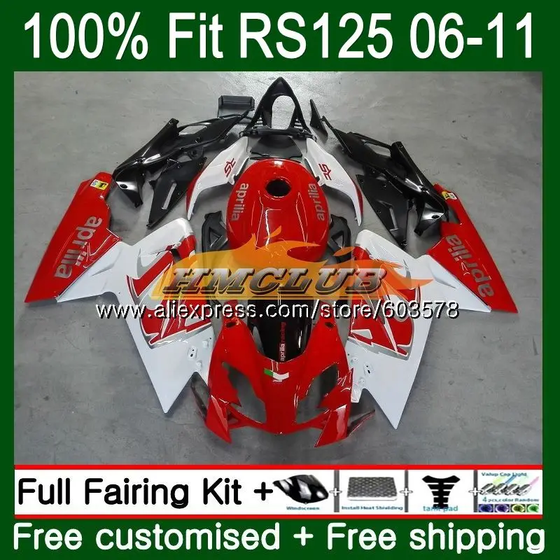 Инъекции для Aprilia RS-125 2006 2007 2008 2009 2010 2011 40CL. 16 красный, белый RS 125 RS4 RSV125 RS125 06 07 08 09 10 11 обтекатель