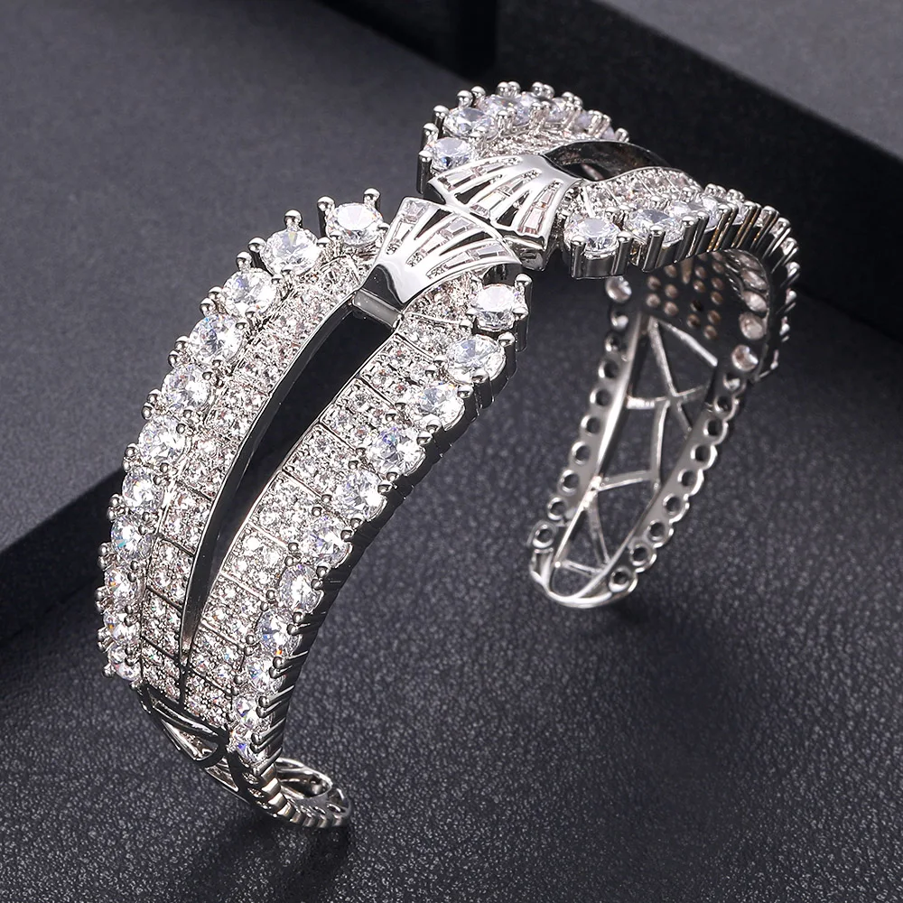 Роскошный благородный Открытый браслет AccKing для женщин, свадебные, вечерние, для помолвки, для шоу, ювелирные изделия, широкий модный браслет, аксессуары