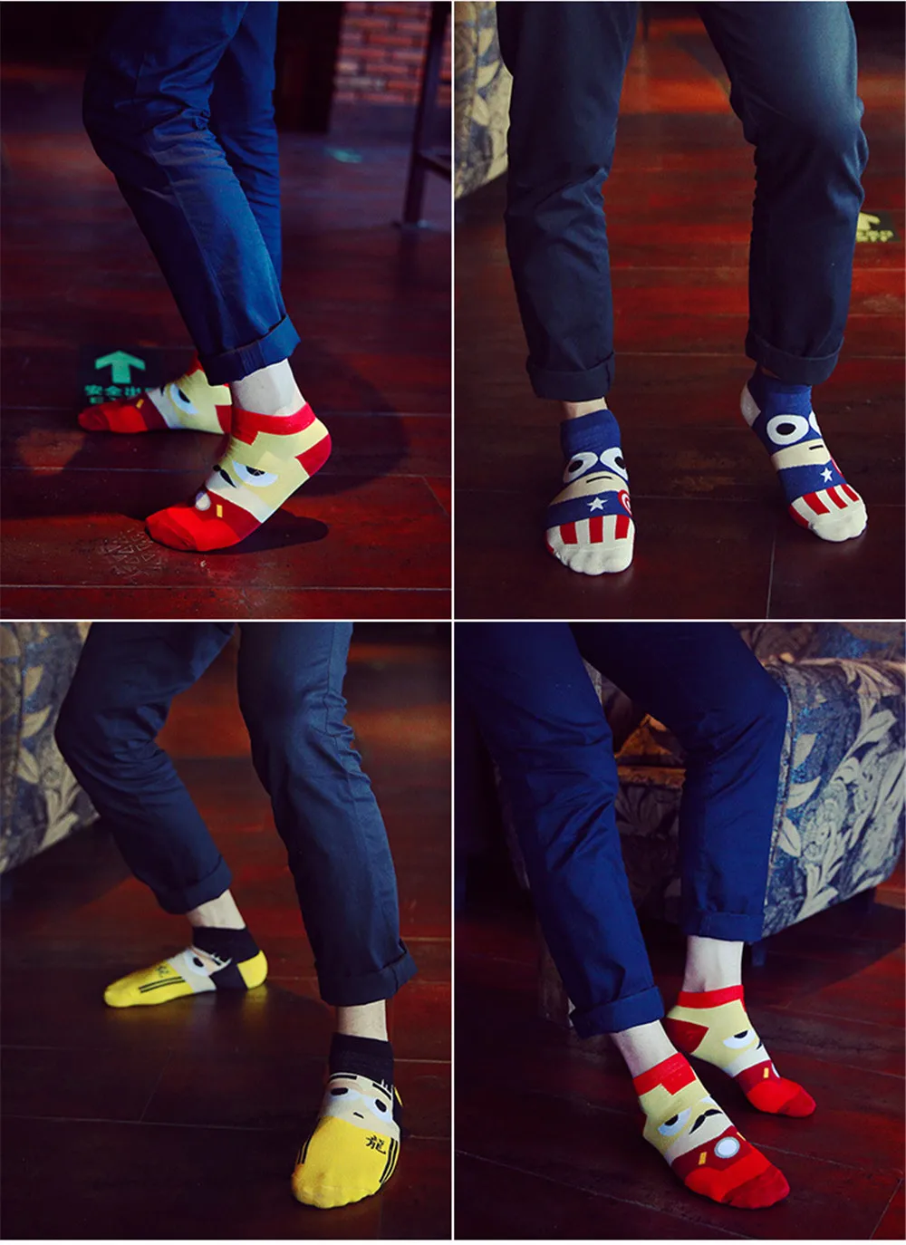 Горячая распродажа! Мужские носки, хлопок, летние, супергерои, цветные, художественные, короткие носки, смешной Рисунок, носки по щиколотку, подарки для мужчин