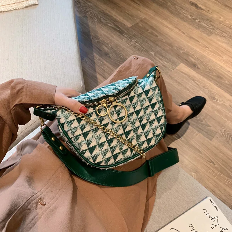

Autumn And Winter Woolen Cloth Chest Pack Shoulder Bag Women's 2020 New Style Fashion Korean-style Versatile Wide-Strap Shoulder