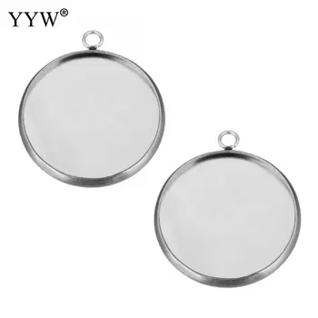 

100pcs/Bag Stainless Steel Pendant Settings Cabochon Base Bezel Trays Blank Fit 18mm Original Color Flat Round Pendant Setting