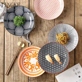 

8-inch Creative Nordic Style Color Printing Underglaze Ceramic Tableware Plate Household Round Deep Meal Plate