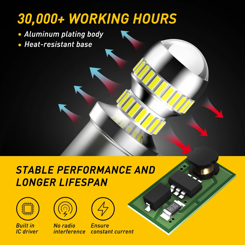 Суперъяркая Белая светодиодная лампа T15 T20 T25 на 6000 К 2 шт. 12 В W16W P21W P27W W21W для