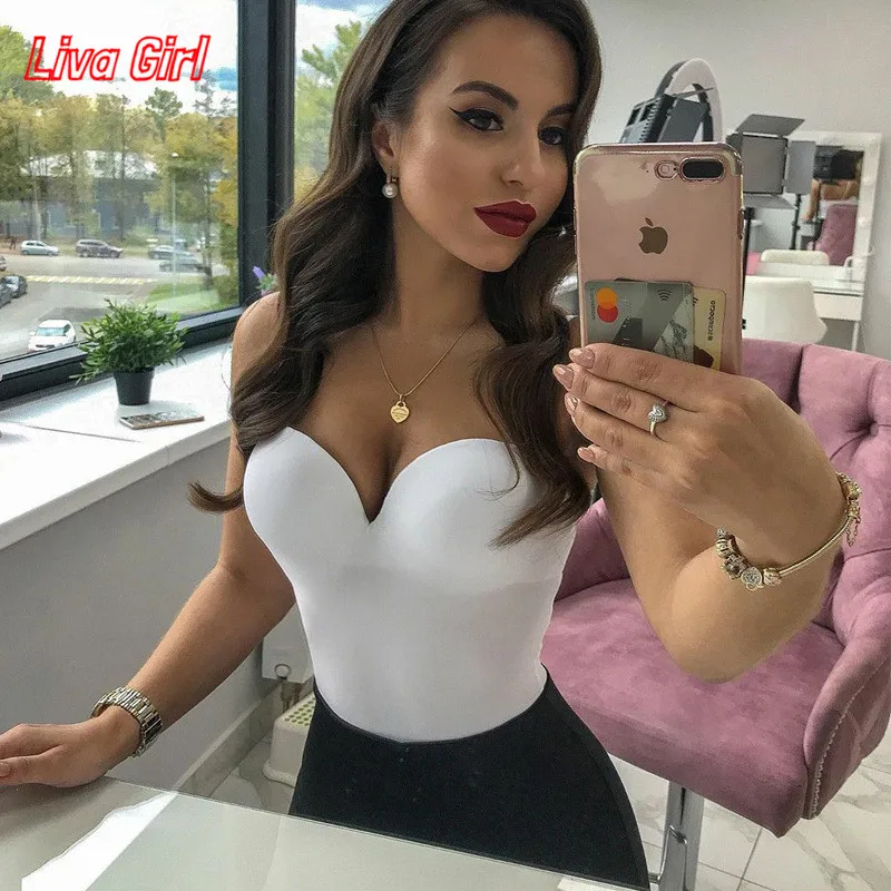 

Bodysuit Women Sexy Backless Summer Clothes Solid V-neck Thong Nude Bodycon Top Club Black Body Lady Elegant Seamless Jumpsuits