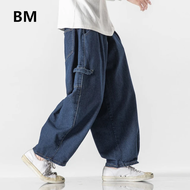 Men Baggy Jeans Hip Hop Denim Pants Cargo Pockets Loose Wide Leg Big Pocket  | eBay