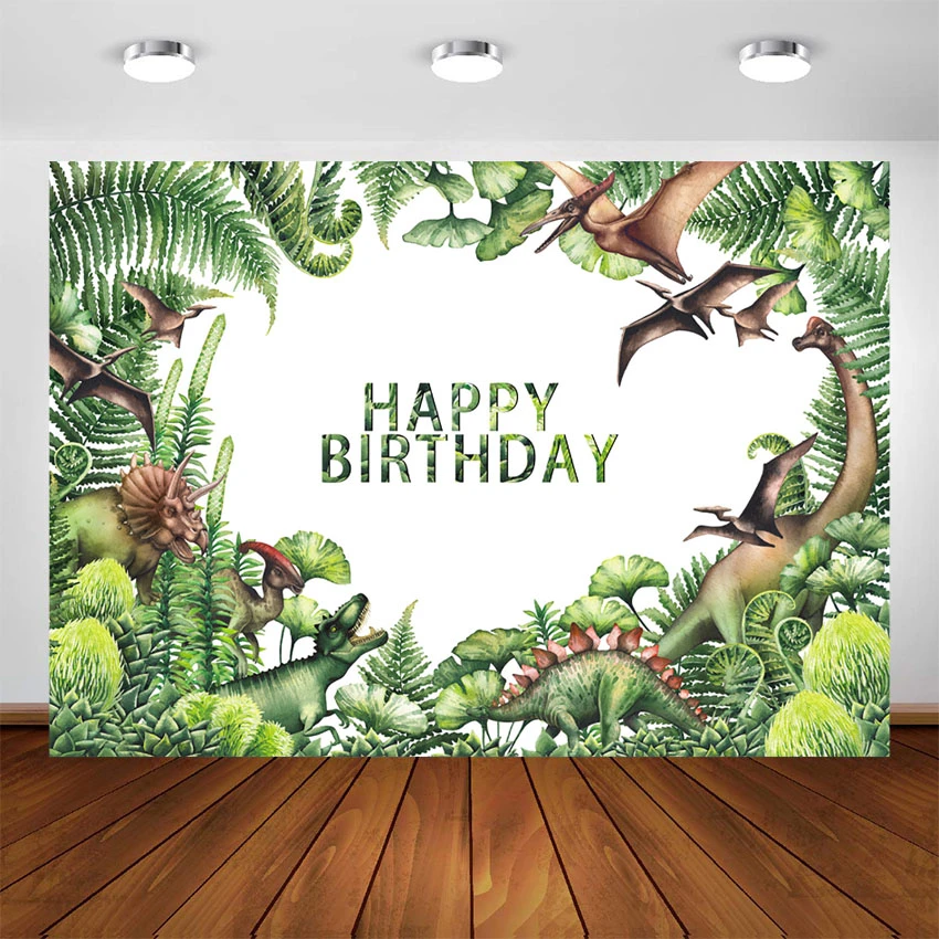 5x3ft Watercolor Dinosaur Backdrop - Dinosaur Jungle Birthday Party Decor & Photo Booth Background - View #10