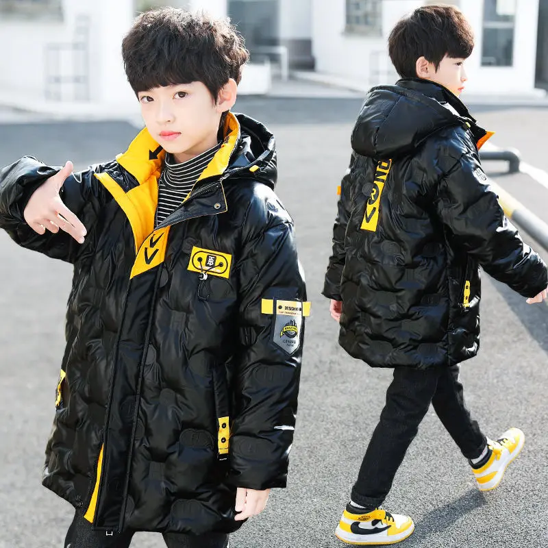 Winter Jacket For Boys Children'S Coat Fashion Hooded Warm Letters Print Teenager Clothes Outerwear Parkas Thicken High Quality