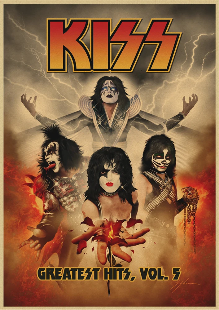 ВИНТАЖНЫЙ ПЛАКАТ Kiss band Kraft в стиле ретро Европейская и американская музыкальная
