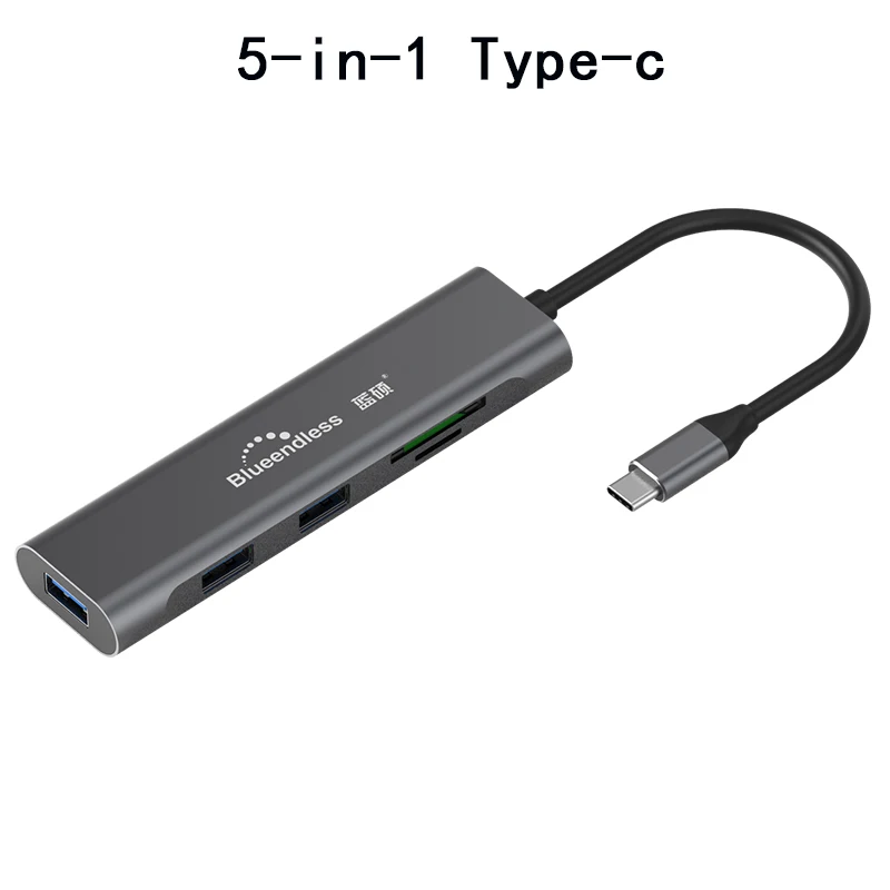5-in-1 Type-c Usb-концентратор C концентратор для нескольких USB 3,0/2,0 HDMI адаптер док-станция для MacBook Pro Аксессуары USB-C Тип C 3,1 сплиттер 2 порта USB C концентратор - Цвет: 5-in-1 Type-c