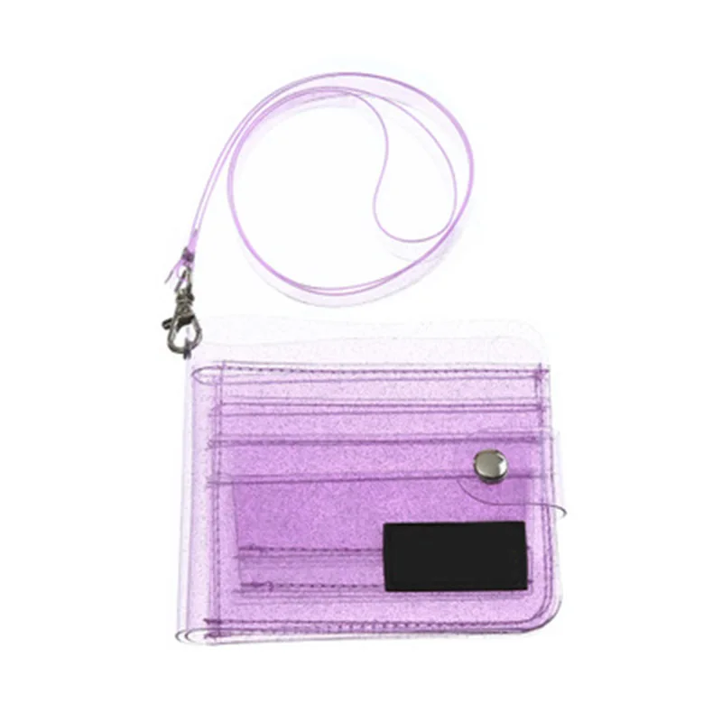 Для женщин прозрачный держатель для карты Cartera Mujer женские Портативный женские Модные Повседневное бумажник с ручным ремнем - Цвет: Light Purple