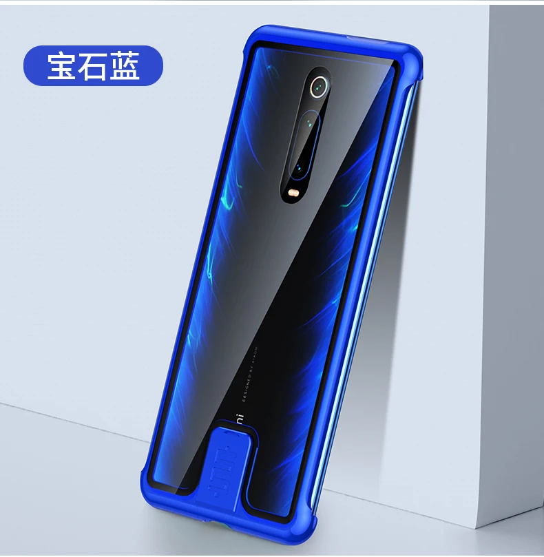 Metal Glass For Xiaomi Mi 9T Redmi K20 Pro Case Lock Metal Frame Shockproof Protective Shell HD Tempered Glass Fully Cover - Цвет: Синий