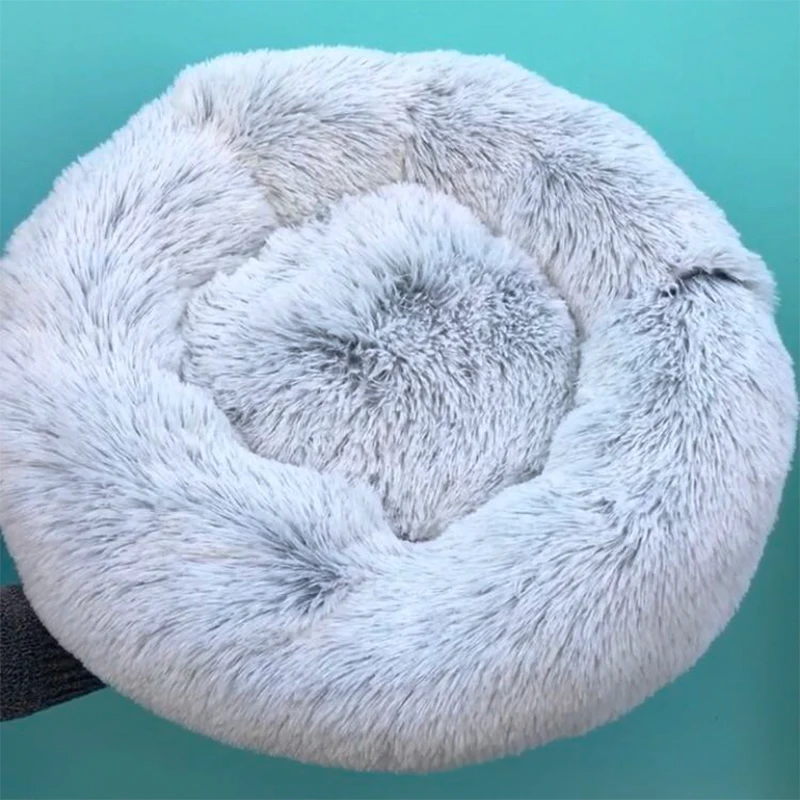 Dounts Dog Bed Basket Calming Bed Hondenmand Pet Kennel Cats House Shag Vegan Fur Donut Cuddler Cat Bed for Small Large Dogs