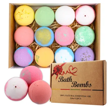 

12pc Handcrafted Vegan Bath Bomb with Different Organic Essential Oils Bath Bombs Gift Set Rainbow Soap Bath Bubble Bille Bain