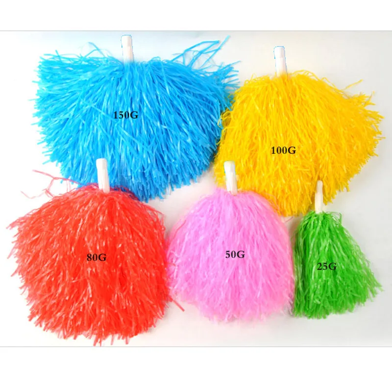 2 Pieces Plastic Cheerleader Pom Ppom Girl Cheer Refueling Props Cheerleading Pompon Pompoms NonFading plastic hand flowers