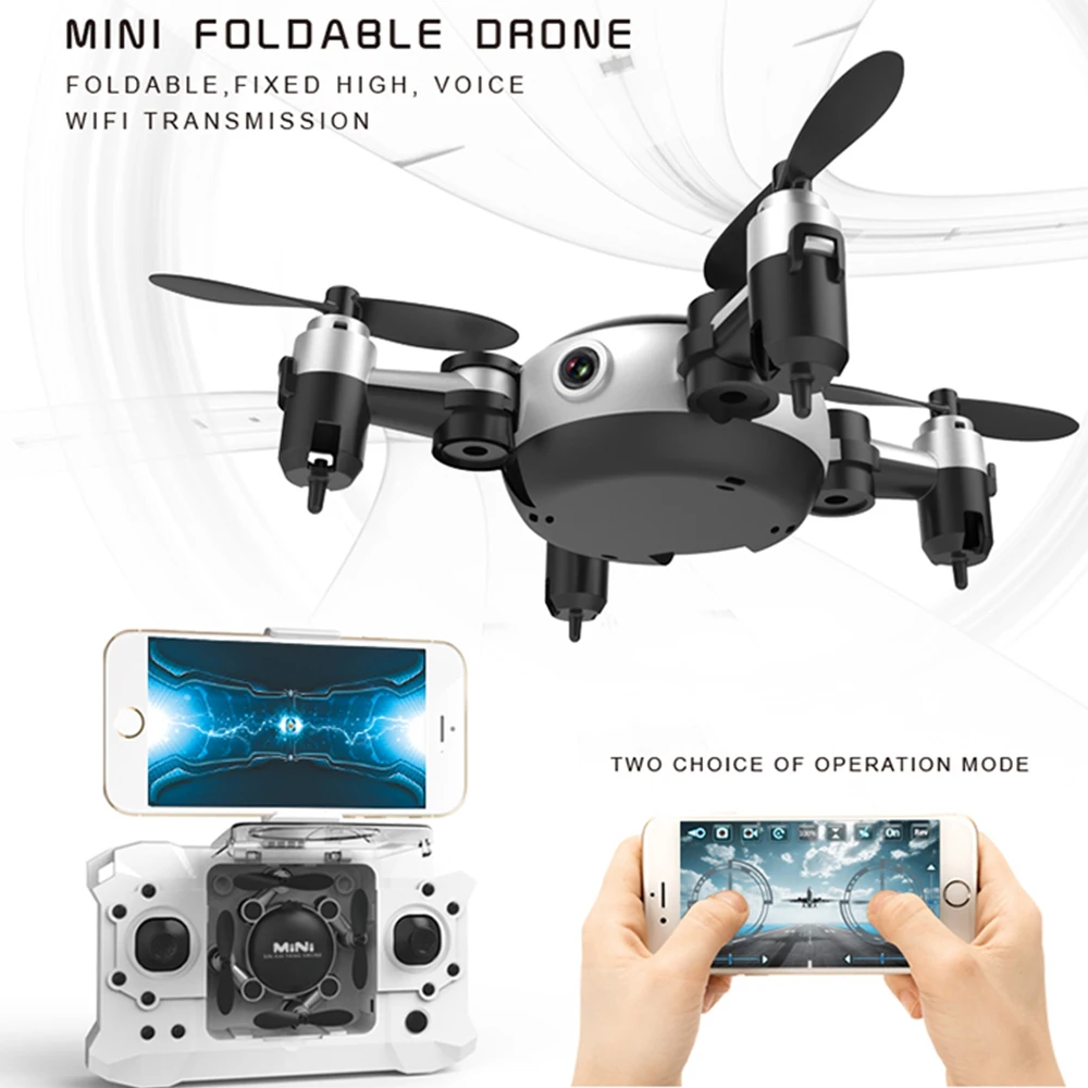 RC самолеты KY901 мини складной фиксированной высоты четыре оси самолета wifi воздушный Дрон в режиме реального времени пульт дистанционного управления модель самолета серебро
