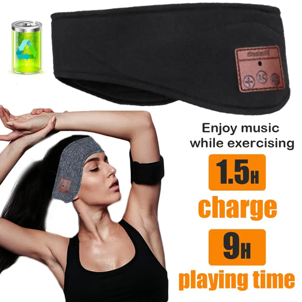 JINSERTA Bluetooth 5,0, музыкальная повязка на голову, гарнитура с микрофоном, беспроводные наушники для бега, йоги, спортзала, сна, спорта, наушник
