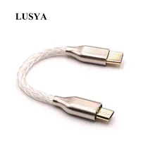 Lusya-Cable de Audio de 8 núcleos 5N de plata de ley, conector tipo c a conector Lightning a Micro HiFi Feadphone amplificador, Cable OTG T0228