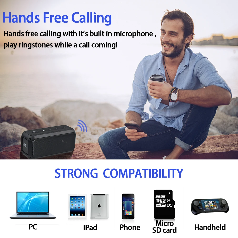 Bluetooth Колонка TOPROAD 30 Вт IPX5 портативная водонепроницаемая|Портативные колонки| |