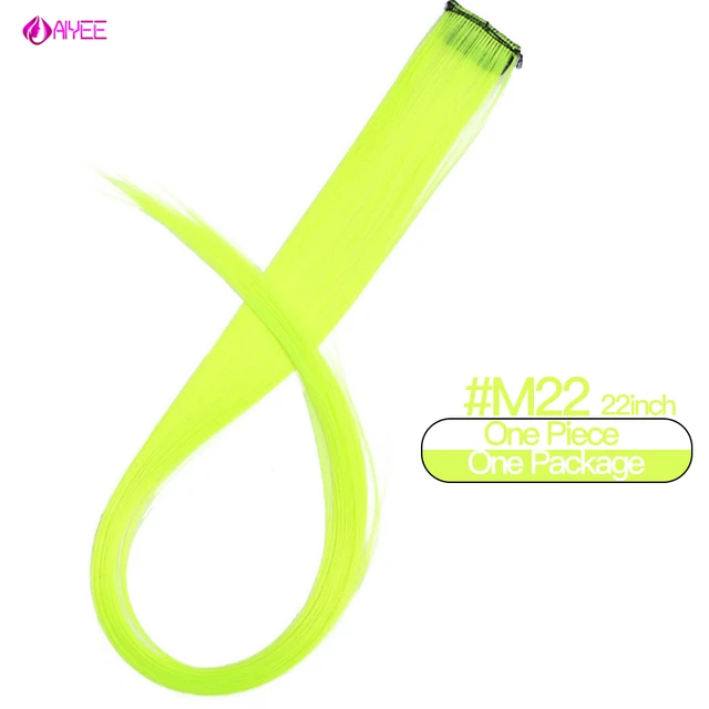 AIYEE Hair Extensions Pure RainBow Hairpiece Clip In Hair Piece Synthetic Long Straight Ombre Pink Red Rainbow Hair Piece 22