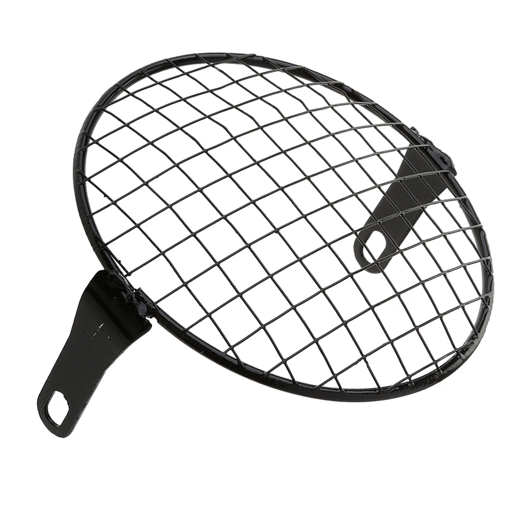 6.3 Inch Retro Motorcycle Grill Side Mount Headlight   Square Net Cover Mask