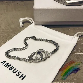 

Titanium Steel Handcuffs Ambush Bracelets Men Women 1:1 Best quality Silver Chain With Original Gift Box Cloth Bag Accessories