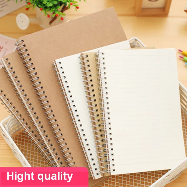 NEW A5/B5 notebook paper dotted/blank/square/horizontal/kraft paper spiral ring stationery notebook coil hand book Two packs