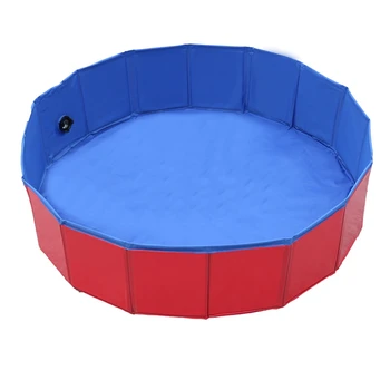 

Botique-Pet Cat Dog Swimming Pool Indoor Outdoor Bathing Tub Foldable Inflate Outdoor Summer Bath Blue 60 x 20cm