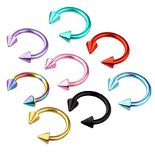 Пирсинг 2шт красочное кольцо для носа из нержавеющей стали Подкова шип перегородка пирсинг для бровей Спираль пирсинг губ украшения для тела