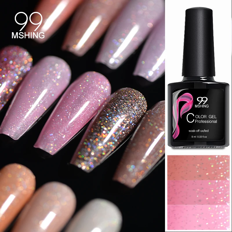 MSHING99 gel nail polish set 16 colors glitter semi-permanent UV LED varnish soaking art | Красота и здоровье