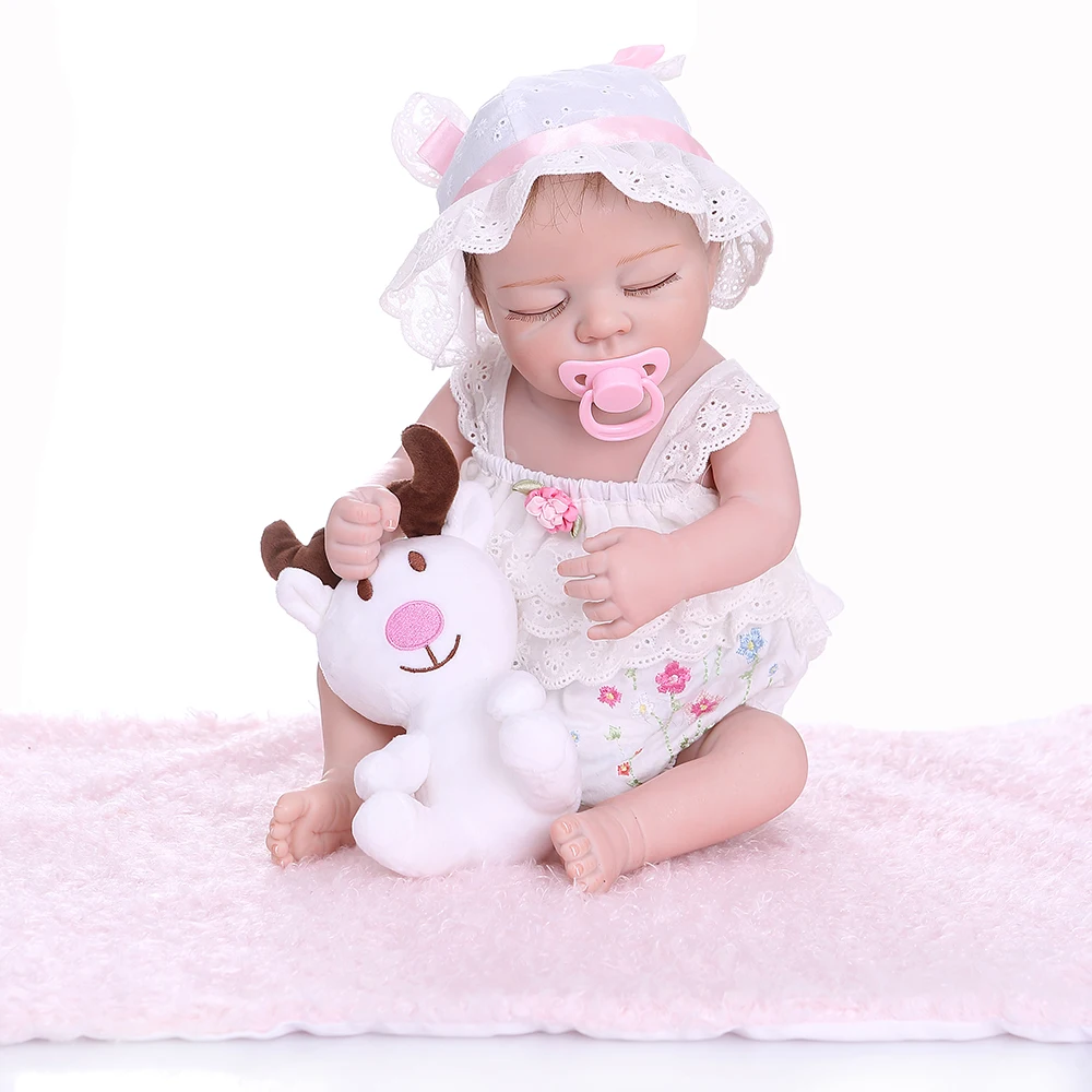 

NPK 48CM premie newborn bebe realistic reborn soft full body slicone lifelike pinky sleeping baby Anatomically Correct