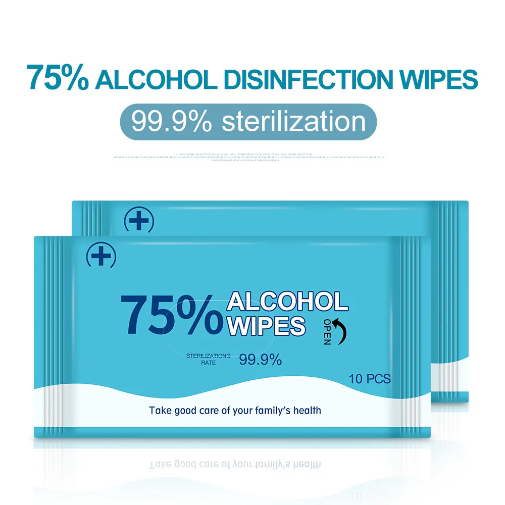 10sheets/Pack Portable 75% Alcohol Wet Wipes Antiseptic Cleaning Sterilization | Дом и сад