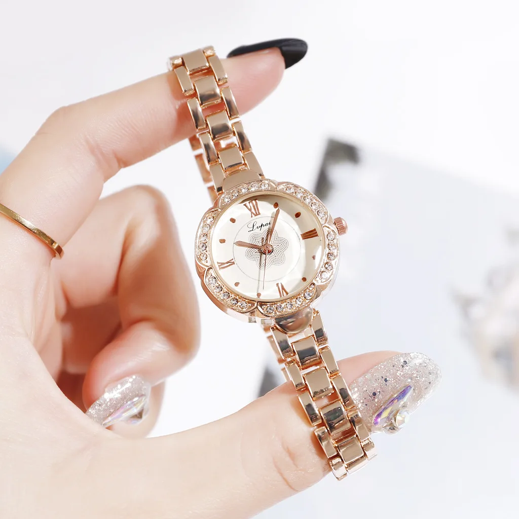 

Korean-style Vintage Ladies' Watch Fashion Rome Measuring Time Watch Diamond Set Dial Delicacy Top Grade Quartz Watch