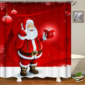 

Merry Christmas Cute Christmas Blessing Bathroom Set Waterproof Shower Curtain Christmas Pillowcase Home Decor