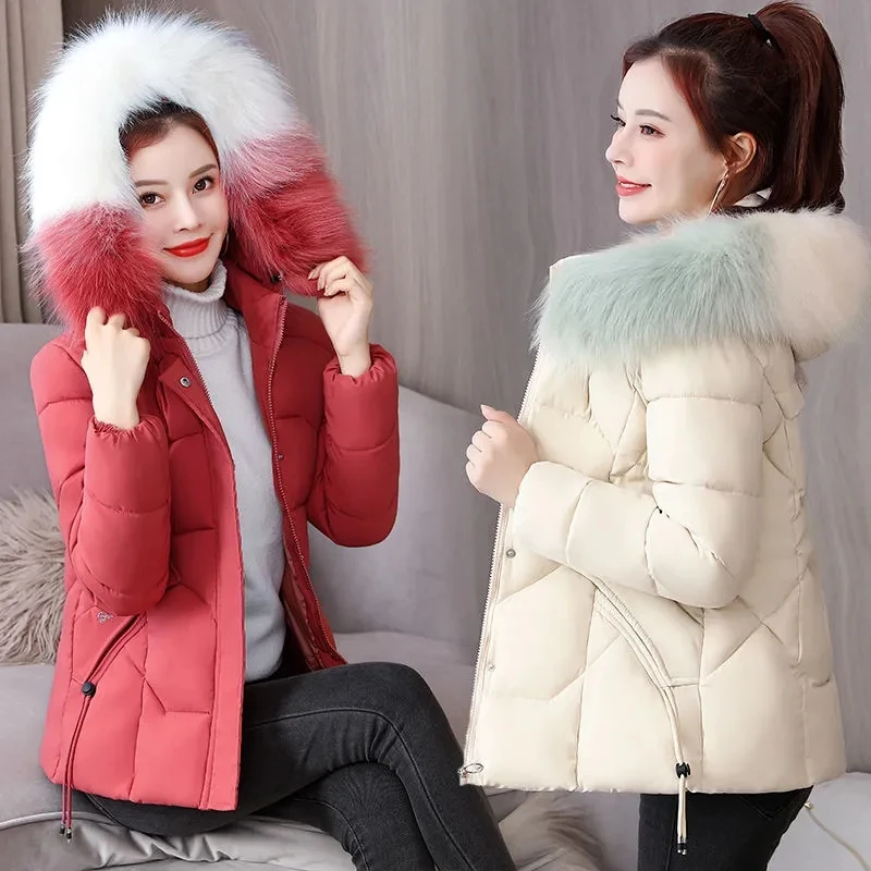Women's Winter Cotton-padded Jacket Fluffy Big Fur Collar Hooded Loose Thick Bread Coat Cotton-padded Coat Winter Warm Loose Cotton Coat Jacket main image 0
