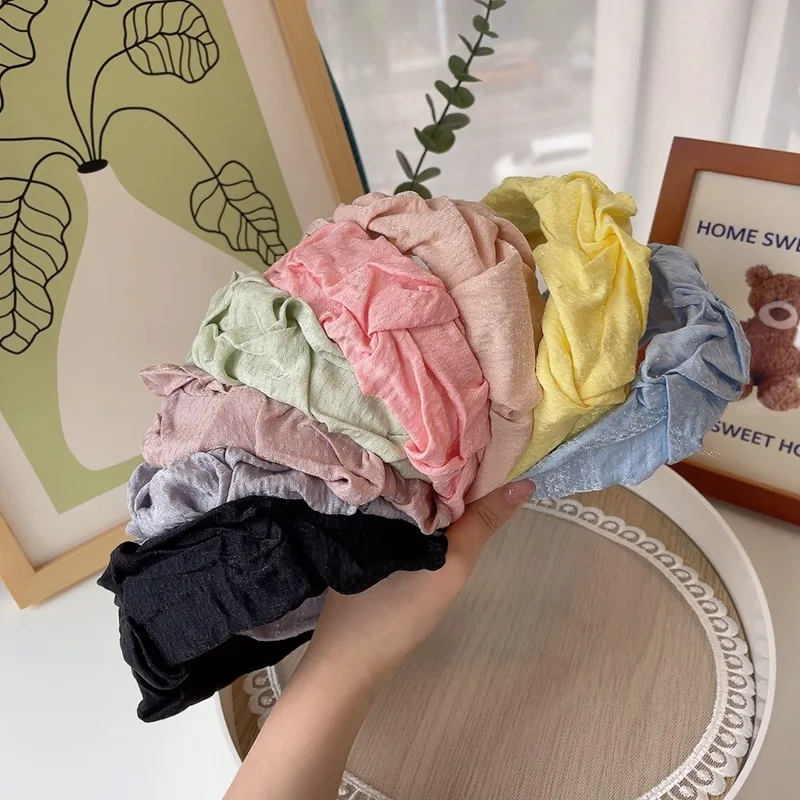 

Fashion Hair Band Five Flower Solid Color Linen Folds Pattern Hair Hoop Headbands Designer Haarband Hair Accessories For Women