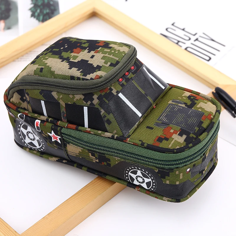 Small green car Камуфляжный чехол для мальчиков с машинками и карандашами, школьные принадлежности, военная Высокая емкость, прочная ткань Оксфорд, коробка для ручек, сумки для канцелярских принадлежностей - Цвет: Small green car