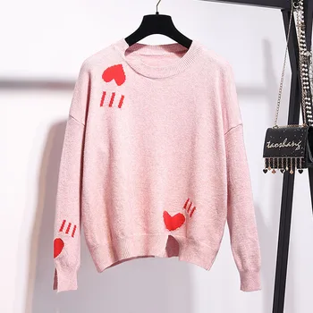 

New Women's o neck pink Sweater Women Sweaters Fashion Jersey Women winter 2019 thick Pullover Women Sweater Jumper Truien Dames